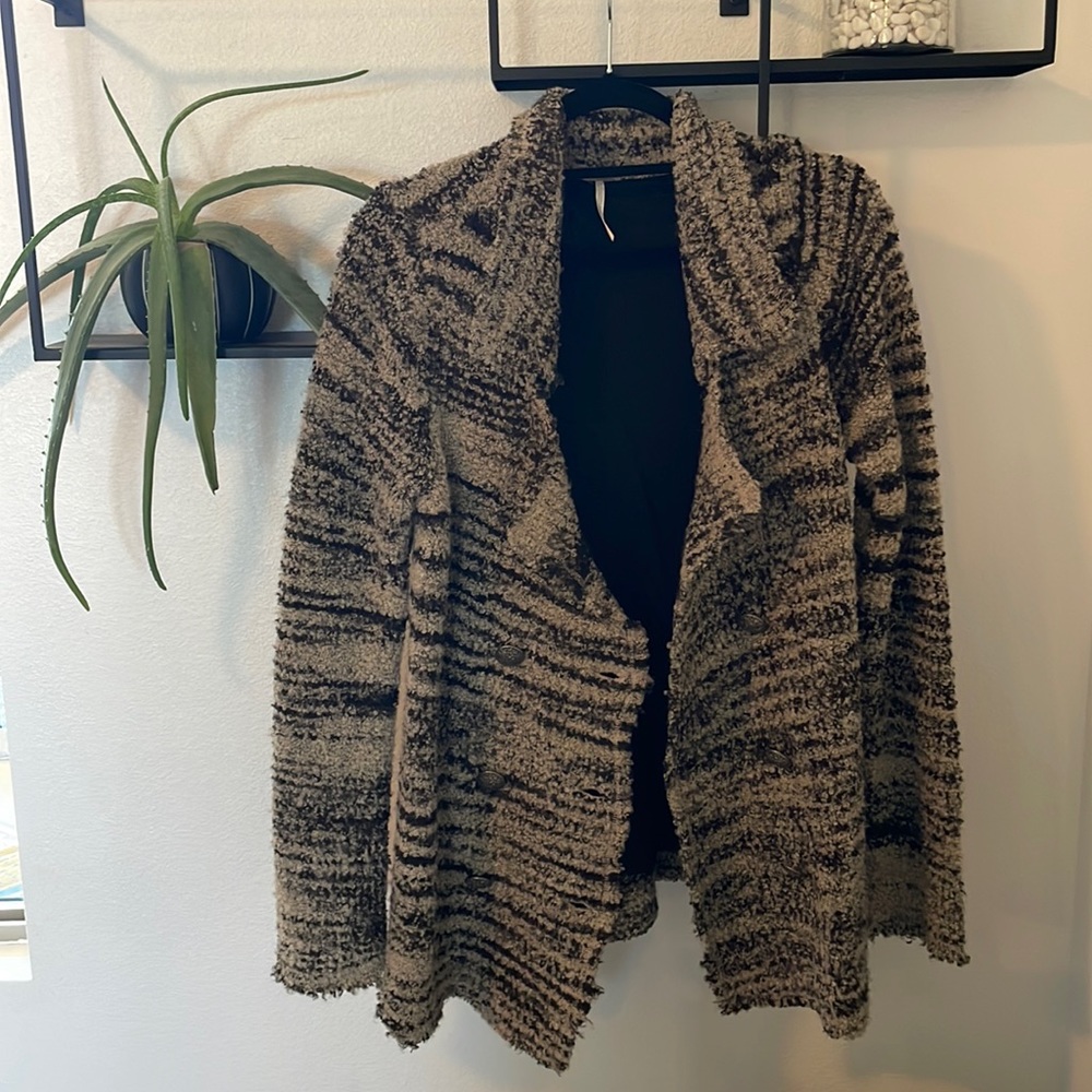 Free people wool jacket, size M, tan and black